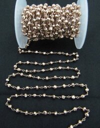 3 Feet-Copper Pyrite 3-4mm Size Rondelle