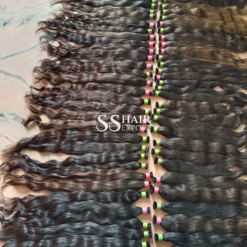Virgin Indian Bulk human Hair 30inch Per 100gm Bundle Weaving Braids Supply