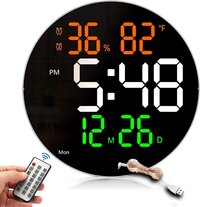 Round Digital Wall Clock - Size: 25.5w X 25.7h Centimeters