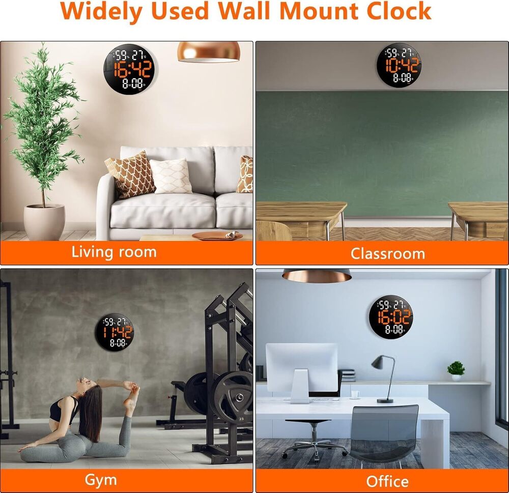 Round Digital Wall Clock - Size: 25.5w X 25.7h Centimeters