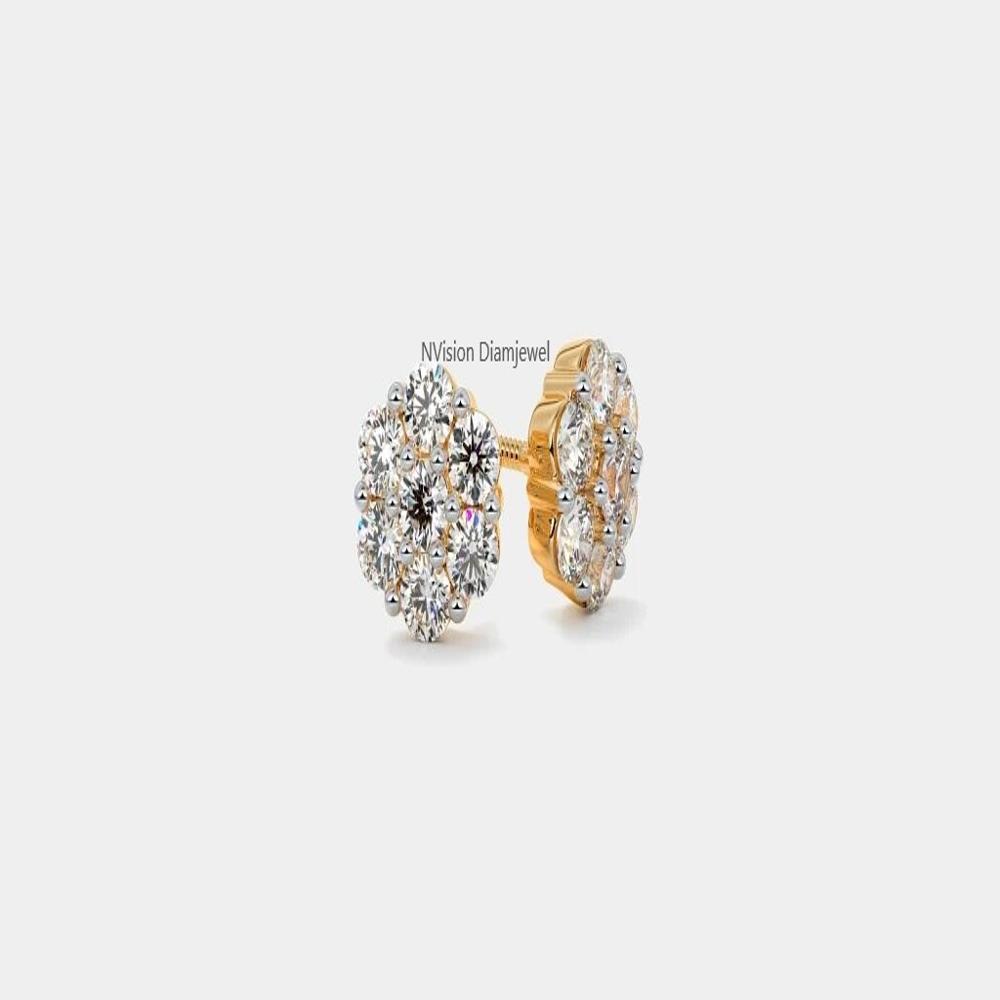 Natural Small Diamond Nakshatra Studs - Color: Gh