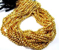 Natural Golden Pyrite Rondelle Faceted Beads 3-4mm