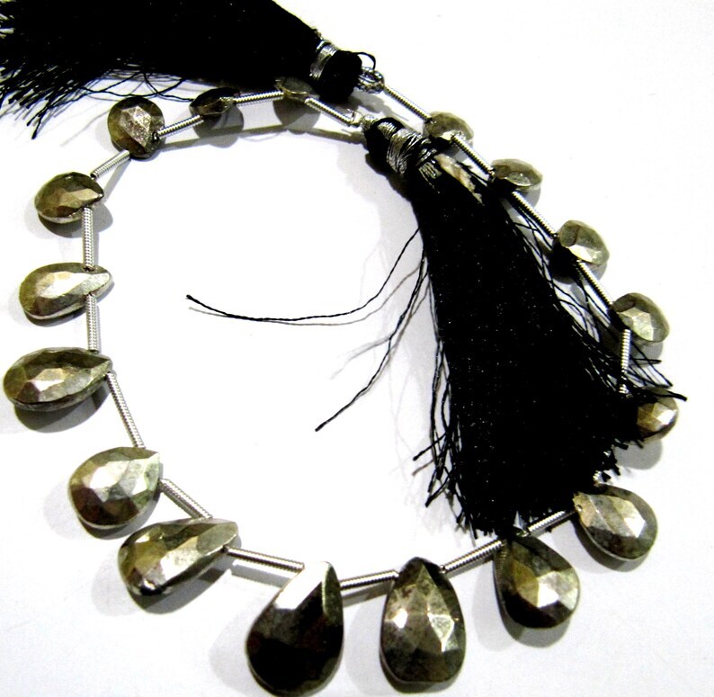 Natural Silver Pyrite Pear shape 7x10mm beads
