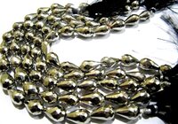 Natural Silver Pyrite Straight Drilled Briolette Tear drop shape Beads 8x13mm