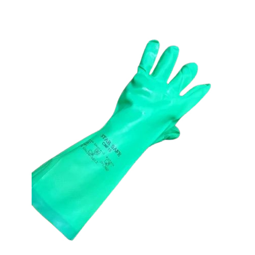 Nitrile Chemical Gloves - Unisex, Different Sizes | Green, Full Finger Style, Standard Design for Industrial Use