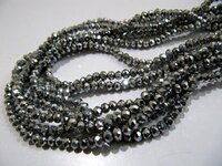 3 Strings - AAA Quality Crystal Glass Silver Pyrite Color Beads Rondelle Faceted Size 3mm