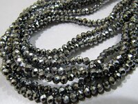 3 Strings - AAA Quality Crystal Glass Silver Pyrite Color Beads Rondelle Faceted Size 3mm