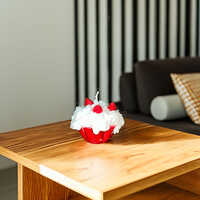 Sku C0005 Cup Cake Candle - Soy Wax, 7cm X 8cm, Red & White | Scented, Cotton Wick For Cozy Home Decoration