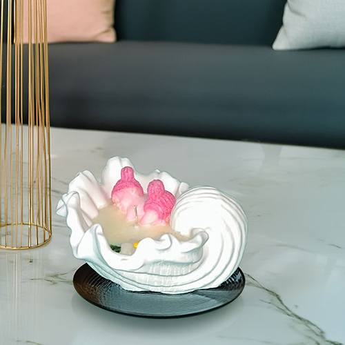 Sku C0002 Candle With A Baby In A Shell Jar - Color: White