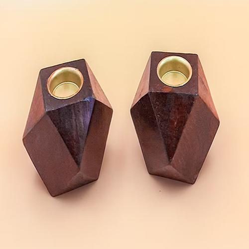 Sku W0010 Multi Dimension Wooden Candle Stand - Finishing: Polishing