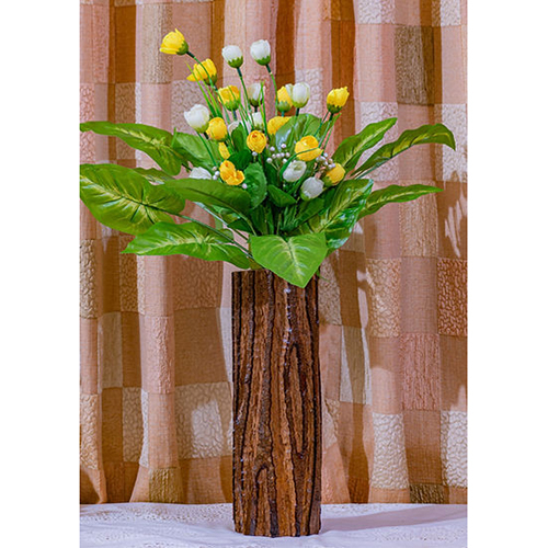 Sku W0004 Wooden Engraved Flower Vase - Color: Brown