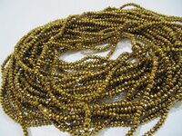 3 Strings - Aaa Quality Crystal Glass Golden Pyrite Color Beads Rondelle Faceted Size 3mm - Color: Gold