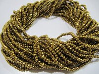 3 Strings - AAA Quality Crystal Glass Golden Pyrite Color Beads Rondelle Faceted Size 3mm