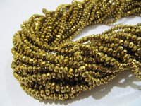 3 Strings - AAA Quality Crystal Glass Golden Pyrite Color Beads Rondelle Faceted Size 3mm