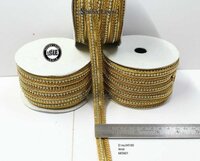 Zari Moti Lace - 1 Inch Width, Golden Color | Fancy Border Design With Moti Material, One-sided Style For Female Garment Applications