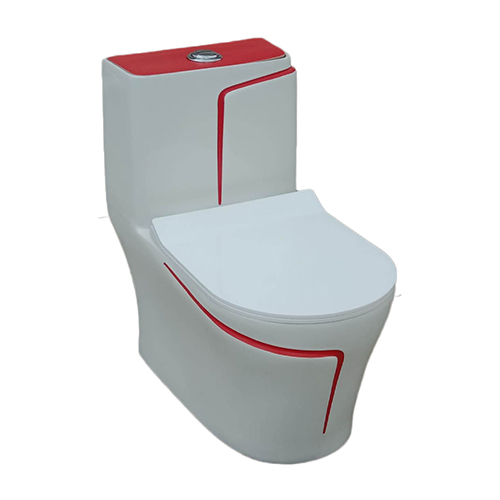 Rm-1004 White+Red Line Western Toilet - Installation Type: Floor Mounted