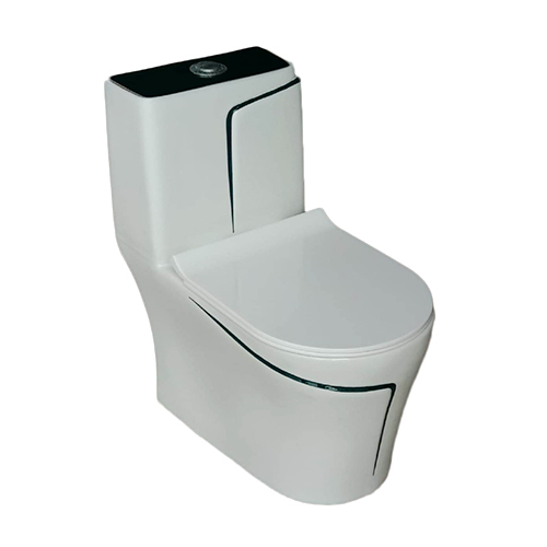 RM-1006 White+Green Line Western Toilet
