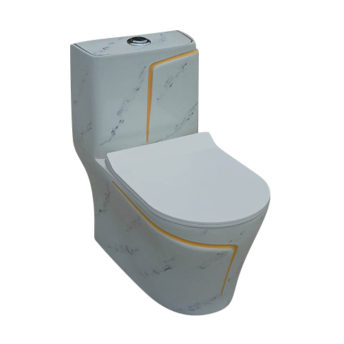 RM-1008 White Marble+Yellow Line Western Toilet