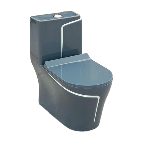 Rm-1011 Grey+White Line Western Toilet - Color: Brown