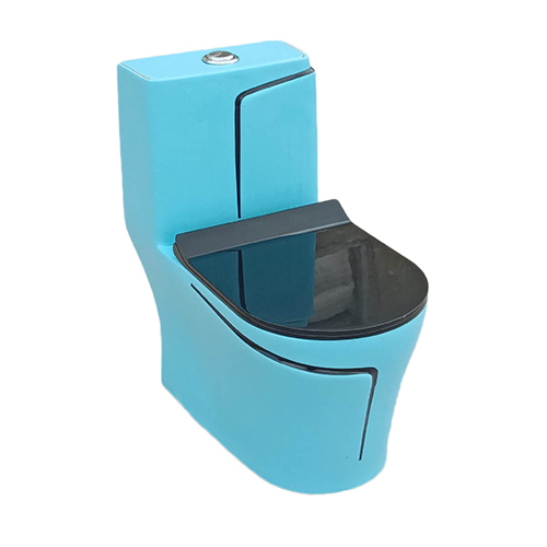 RM-1012 Turquoise Blue+Black Line Western Toilet