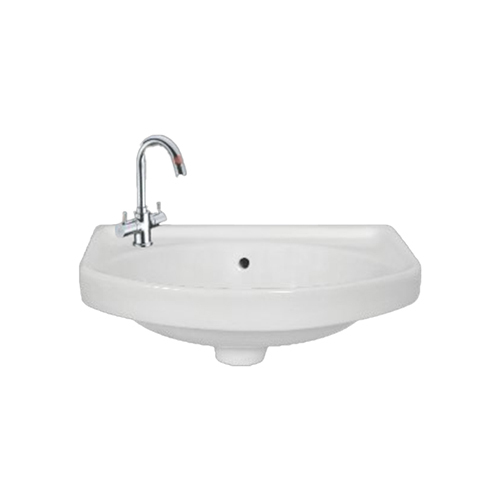 Wall Mounted Ceramic Wash Basin - Color: White