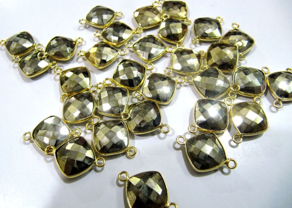 Natural Pyrite Briolette Faceted 11mm