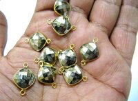 Natural Pyrite Briolette Faceted 11mm