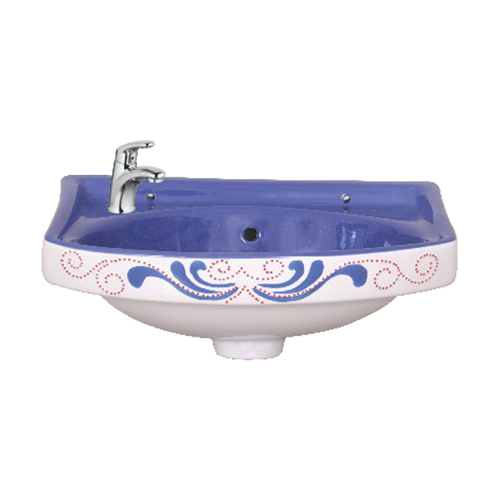 Alpine Blue Ceramic Vitrosa Wash Basin - Installation Type: Wall Mounted