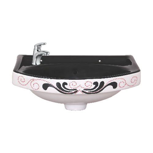 Black Vitrosa Wash Basin - Installation Type: Wall Mounted