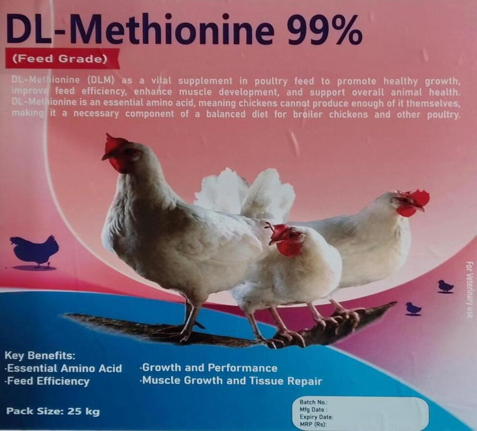 DL-Methionine 99% Feed Grade Powder - 99% Pure, 1 Year Shelf Life, Suitable for Various Animals, Easy Dosage Administration