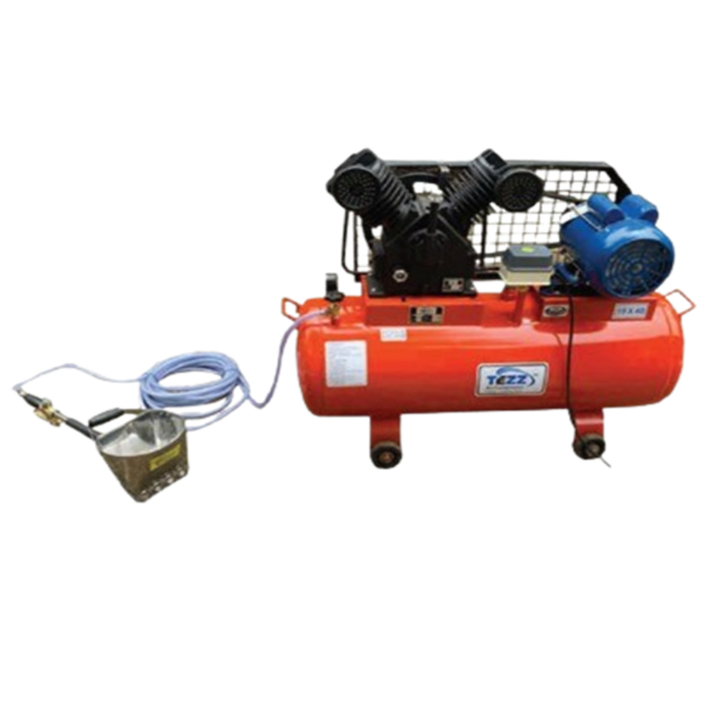 Orange Concrete Sprayer (Plaster) Unit Air Compressor With 3HP 1Phase Crompton Motor