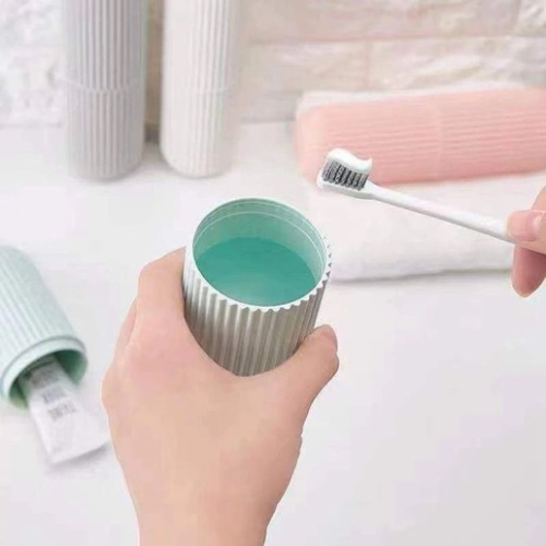 Round Toothbrush Holder - Food-grade Pp Material, 7.68x2.16 Inches, Pink/green/grey/white | Multifunctional, Space-saving, Portable, Organizes Travel Essentials