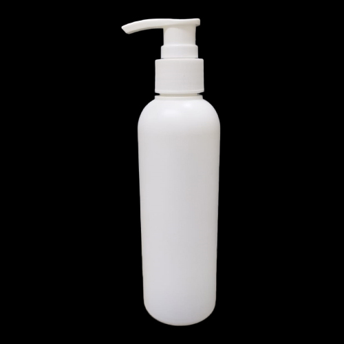 सफेद 200ml HDPE बोतल जिसमें लोशन डिस्पेंसर पंप है