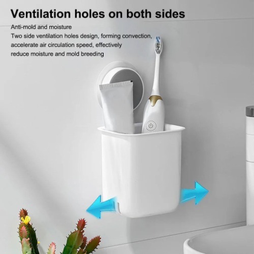 Toothbrush Holder - White Abs Plastic, 5l X 3w X 1h Centimeters | Durable, Water-resistant, Wall-mounted Design With Suction Cups