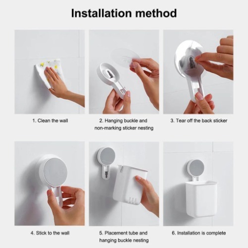 Toothbrush Holder - White Abs Plastic, 5l X 3w X 1h Centimeters | Durable, Water-resistant, Wall-mounted Design With Suction Cups