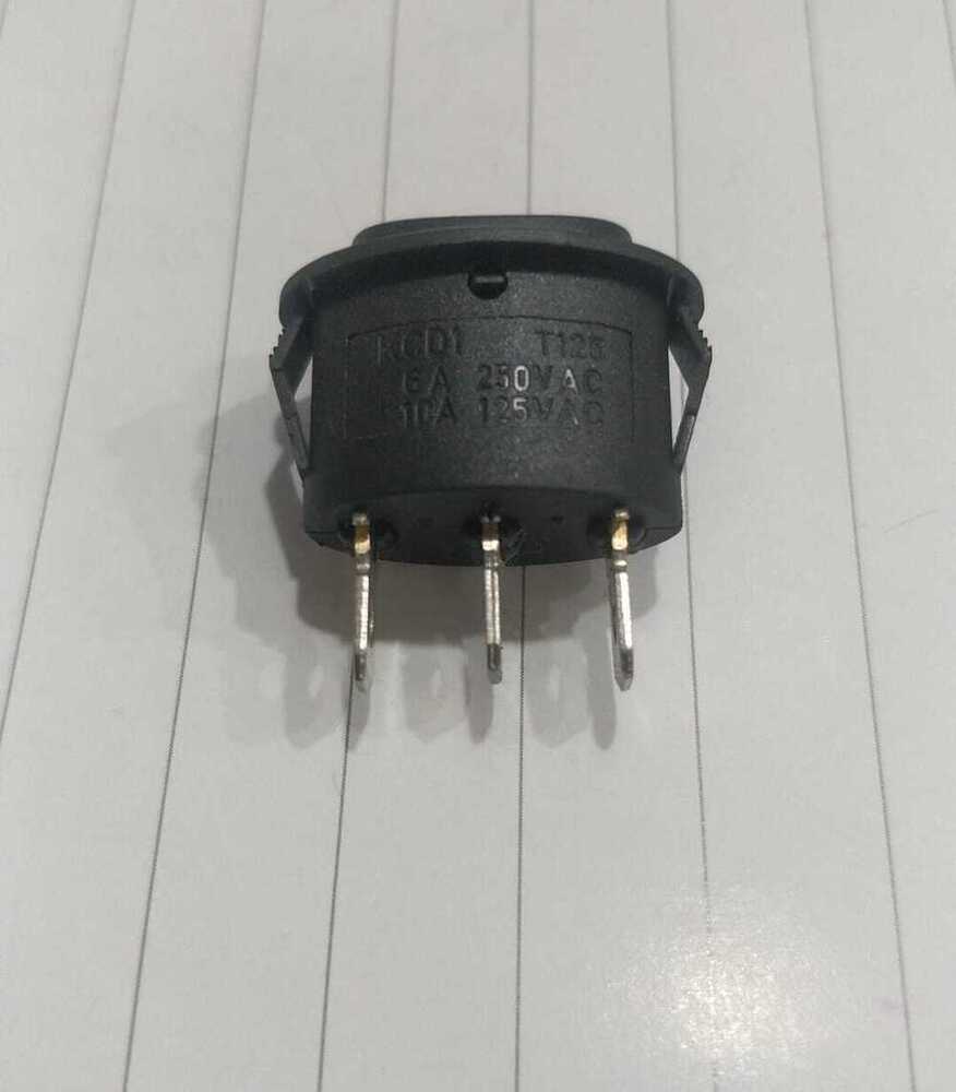 Rocker switch oval round black 3 pin on off