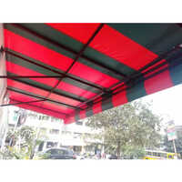 Residential Window Awning - Aluminium Frame, Custom Size Available | Red & Black Striped Polyester Sail, Manual Operation