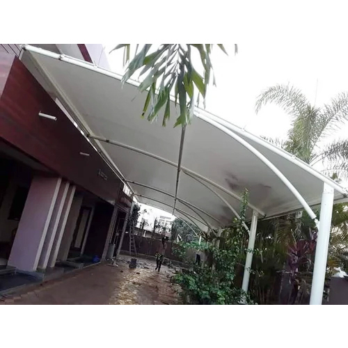 Outdoor Tensile Structures - Tensile Fabric, Waterproof, White Color, Metal Poles | Versatile Solutions for Patios, Pools, and Outdoor Dining Spaces