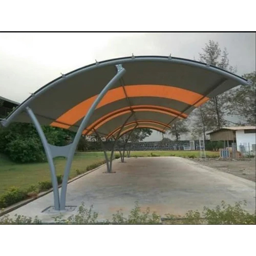 Tensile Fabric Roof Structure - PVC Material, Waterproof, White Color, Metal Poles | Versatile Solution for Houses, Factories, Offices, Shops, Kiosks