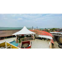 Toll Plaza Tensile Structure - Polyester Material, Aluminium Poles, Waterproof Feature, Sleek White Design For Commercial Use
