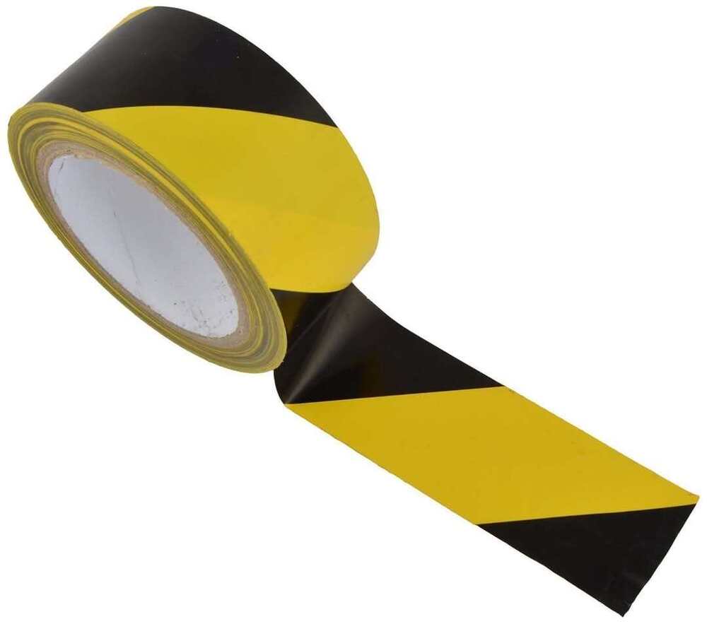 Pvc Floor Marking Tape - Polyester Material, 24 Months Shelf Life, Black And Yellow Color | Single-sided Adhesive, Solvent And Water Resistant