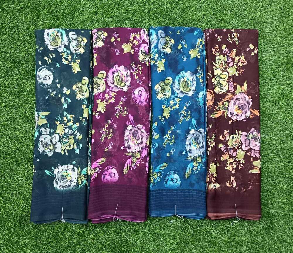 Power Crepe Silk  Saree - Color: Multicolor