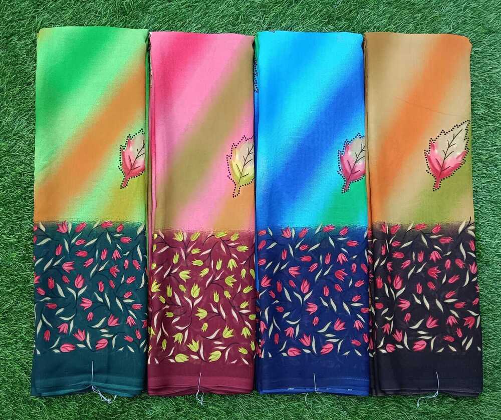 Power Crepe Silk  Saree - Color: Multicolor