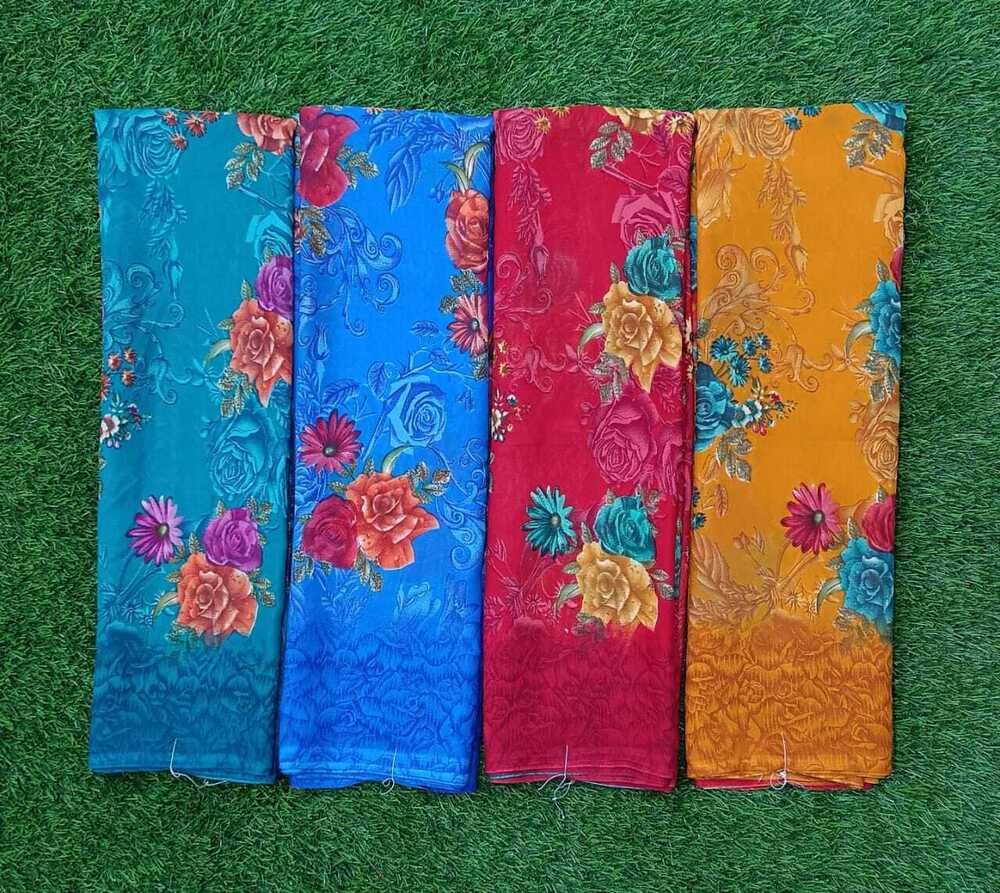Power Crepe Silk  Saree - Color: Multicolor