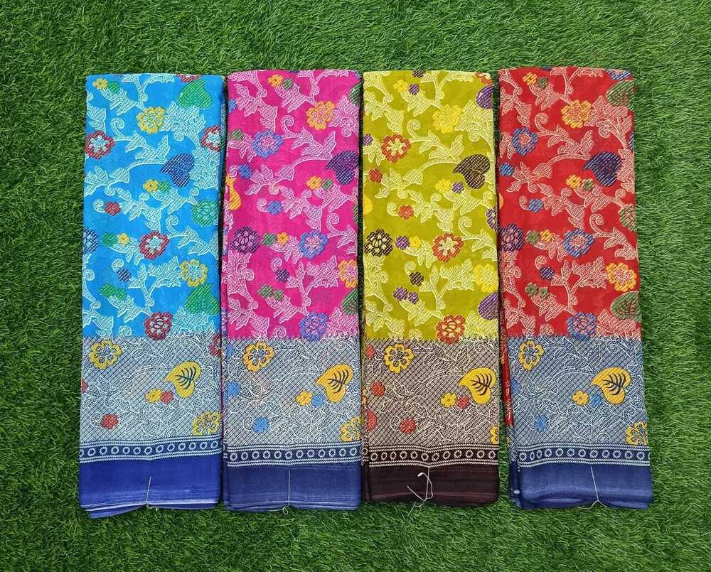 Power Crepe Silk  Saree - Color: Multicolor