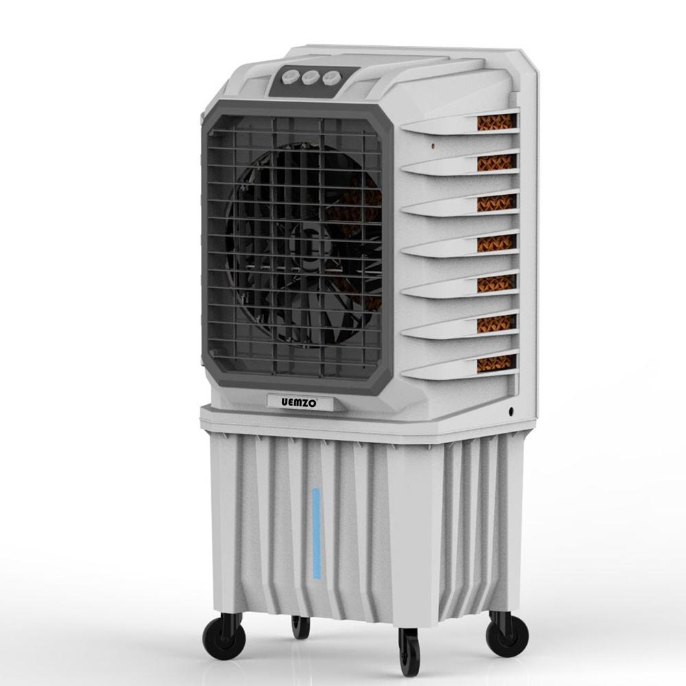 Supremo 110 Uemzo Air Cooler - Lightweight Plastic, Vertical Tower Design, Evaporative Cooling, Adjustable Fan Speeds, Portable With Wheels