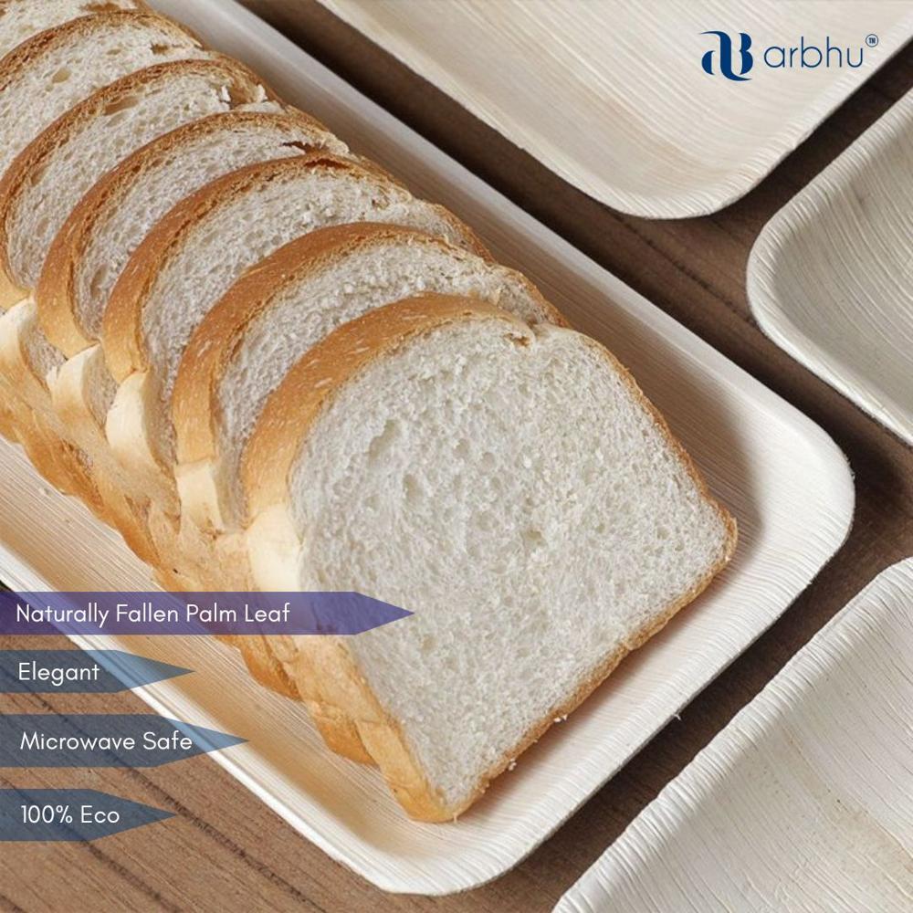 6x4 Inch Square Palm Leaf Plate - 100% Natural Palm Leaves, Elegant Natural Finish, Biodegradable & Compostable, Lightweight & Leak-proof