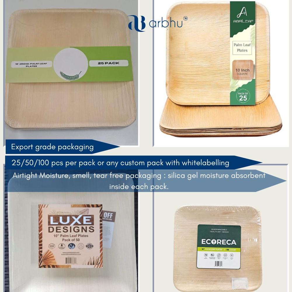 Eco-friendly Palm Leaf Plates - 4 Inch Square Size, Natural Brown Color, 100% Disposable And Biodegradable