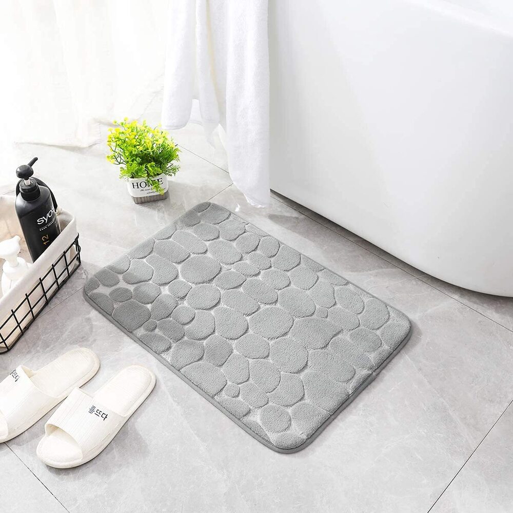 Water Absorbing Stone Bathroom Mat - Color: Black