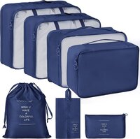 7 Pcs Travel Organizer Bags - Nylon, 32l X 2.8w X 19.2h Centimeters | Waterproof, Durable, 7-in-1 Set With Packing Cubes, Shoe Bag & Toiletry Bag